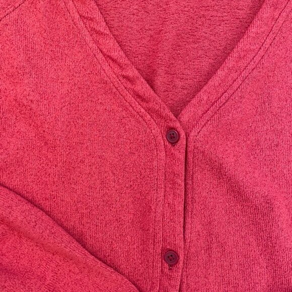 Columbia Long Sleeve Button-Front Knit Top Red Heather Size XL - Picture 2 of 6